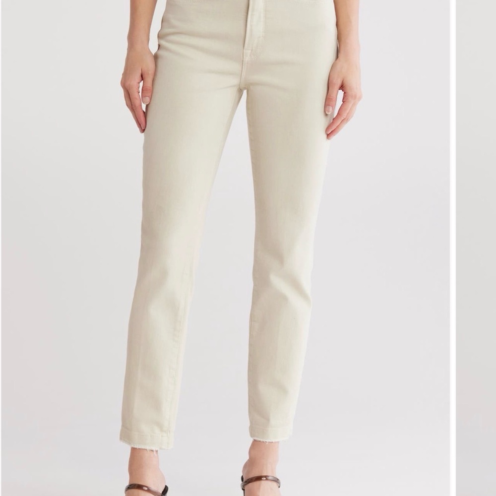 Good American Straight-Leg High-Rise Jeans in Cream